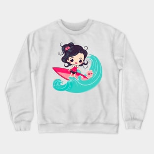 Surfing girl kawaii style Crewneck Sweatshirt